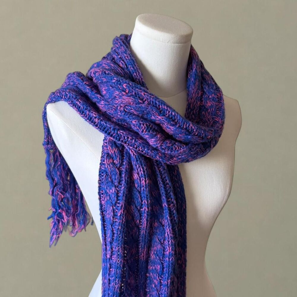 Purple And Pink Scarf With Fringe